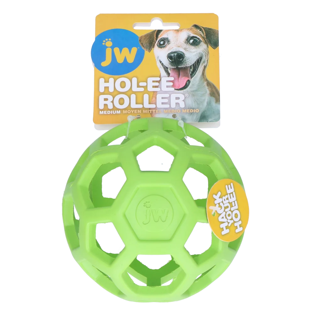 Hundeball aus Naturkautschuk für Leckerlis, 11,5 cm, Grün – JW Hol-ee Roller – Bild 1