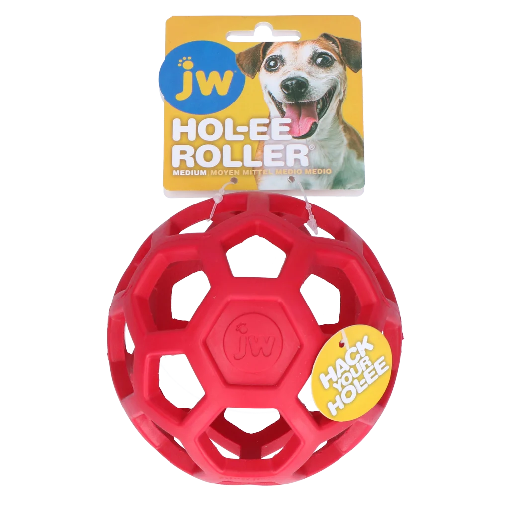 JWHO005R.png Hundeball aus Naturkautschuk für Leckerli, 11,5 cm, Rot – JW Hol-ee Roller – Bild 1