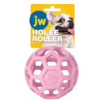 Hundeball aus Naturkautschuk für Leckerlis, 11,5 cm, Rosa – JW Hol-ee Roller