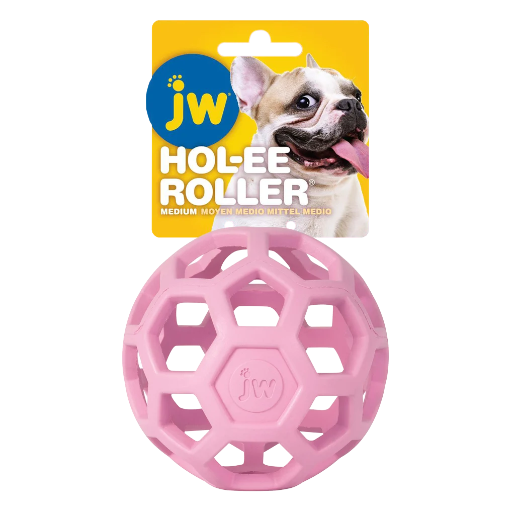 JWHO005S.png Hundeball aus Naturkautschuk für Leckerlis, 11,5 cm, Rosa – JW Hol-ee Roller – Bild 1