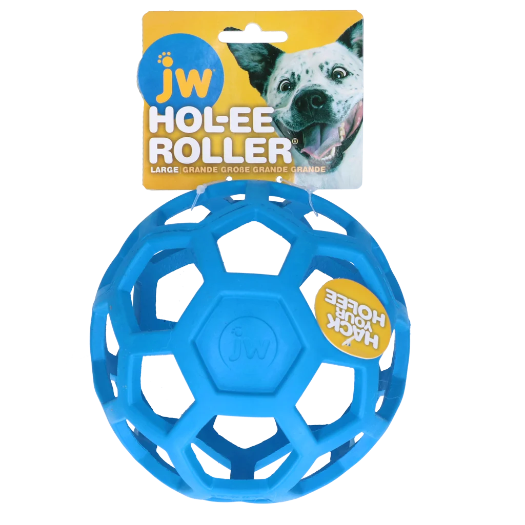 Hundeball aus Naturkautschuk für Leckerlis, 15 cm, Blau – JW Hol-ee Roller – Bild 1