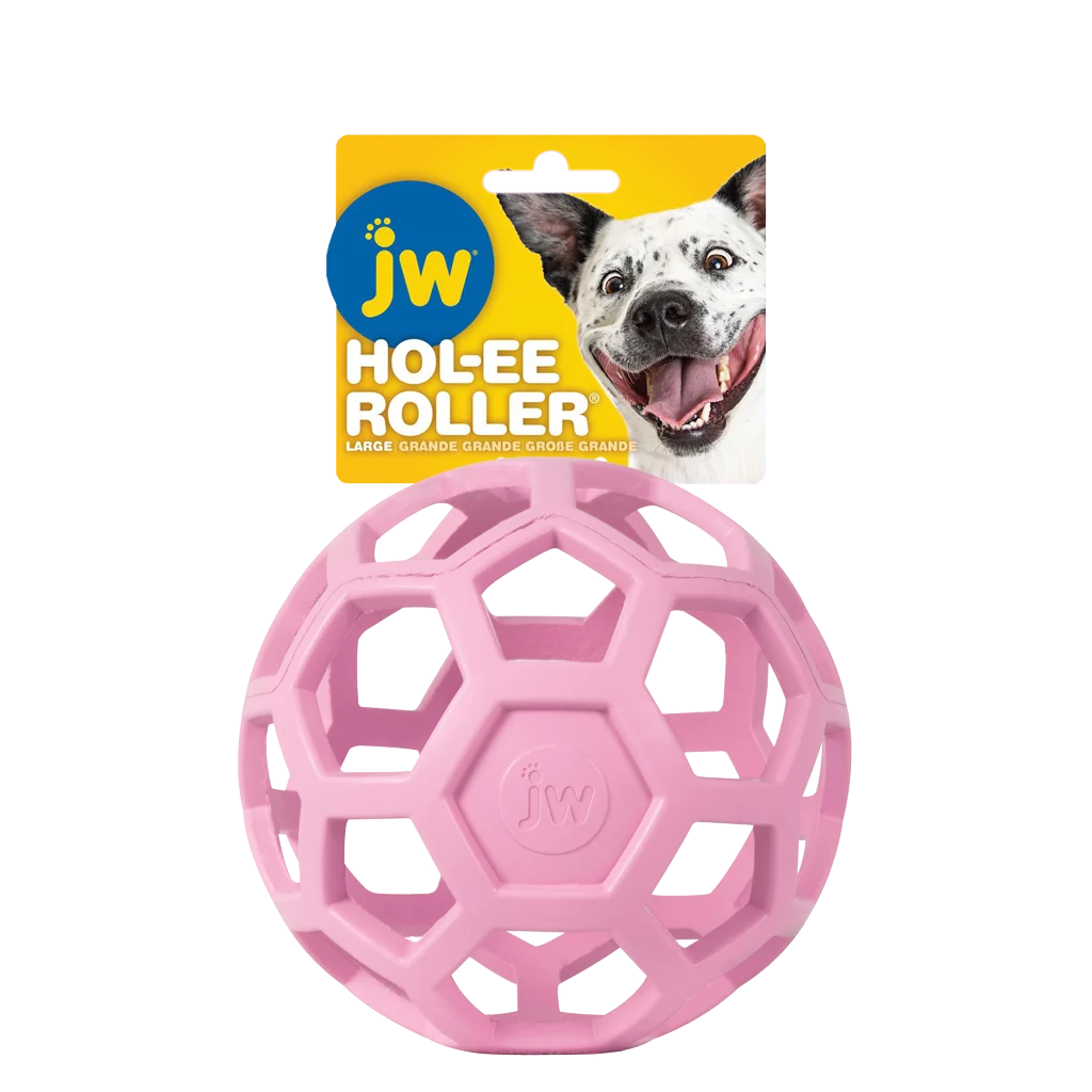 Hundeball aus Naturkautschuk für Leckerlis, 15 cm, Pink – JW Hol-ee Roller – Bild 1
