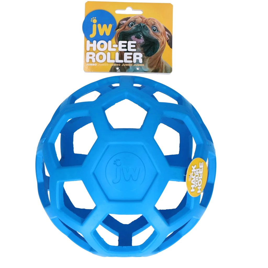 Hundeball aus Naturkautschuk für Leckerlis Jumbo, 19 cm, Blau – JW Hol-ee Roller – Bild 1