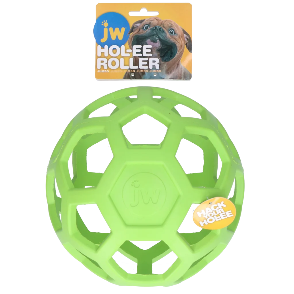 JWHO007G.png Hundeball aus Naturkautschuk für Leckerlis Jumbo, 19 cm, Grün – JW Hol-ee Roller – Bild 1