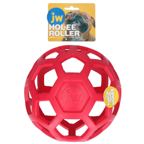 Hundeball aus Naturkautschuk für Leckerlis, 19 cm, Rot – JW Hol-ee Roller