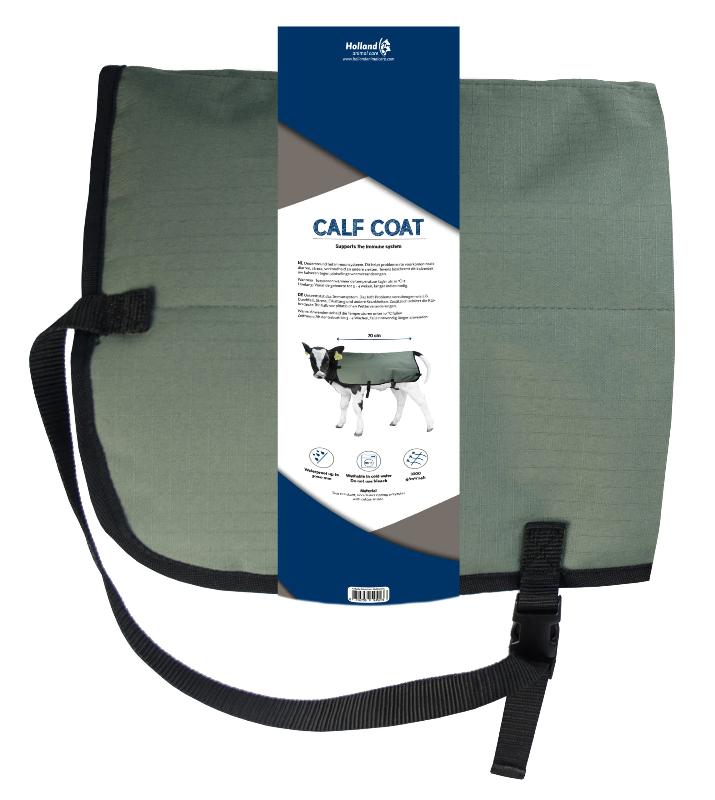 Wasserdichte und atmungsaktive Kälberdecke, 80 cm – Hofman Animal Care Calf Coat – Bild 1