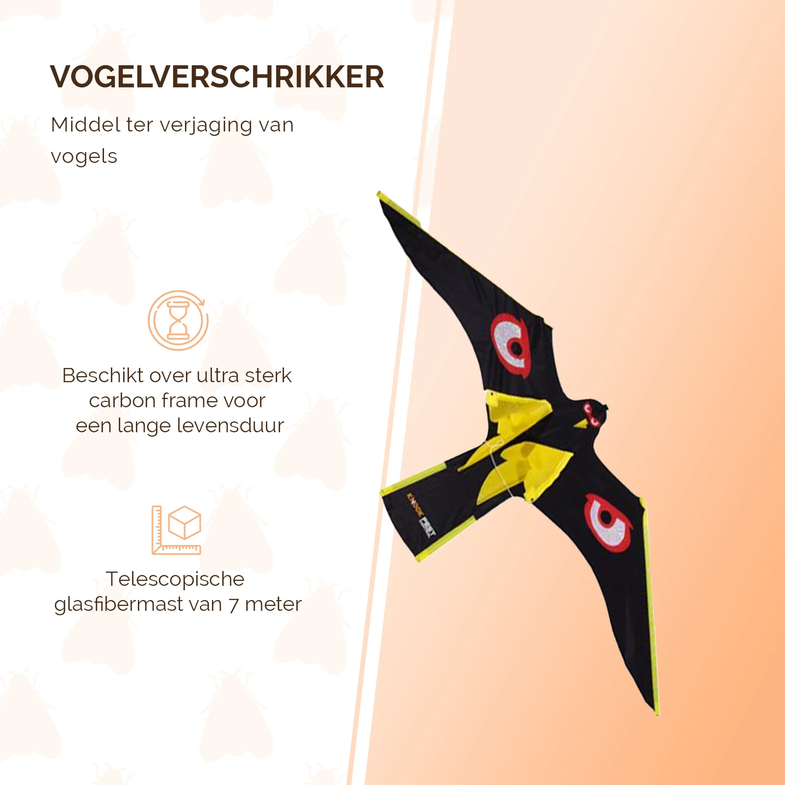 Vogelabwehr Drachen mit 7 m Glasfasermast – Knock Pest Bird Bouncer – Bild 2