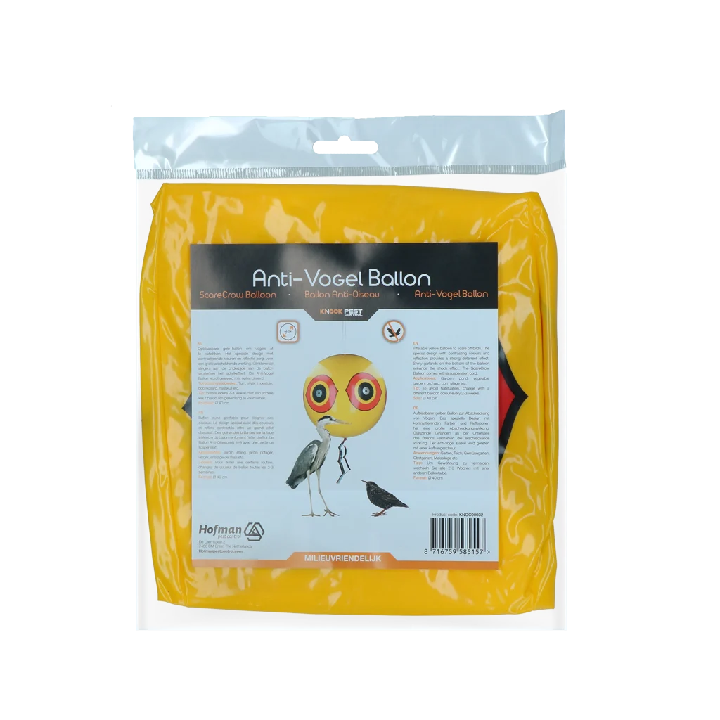 Vogelschreckballon mit Aufhängeschnur, Gelb, Ø 40 cm – Knock Pest – Bild 2