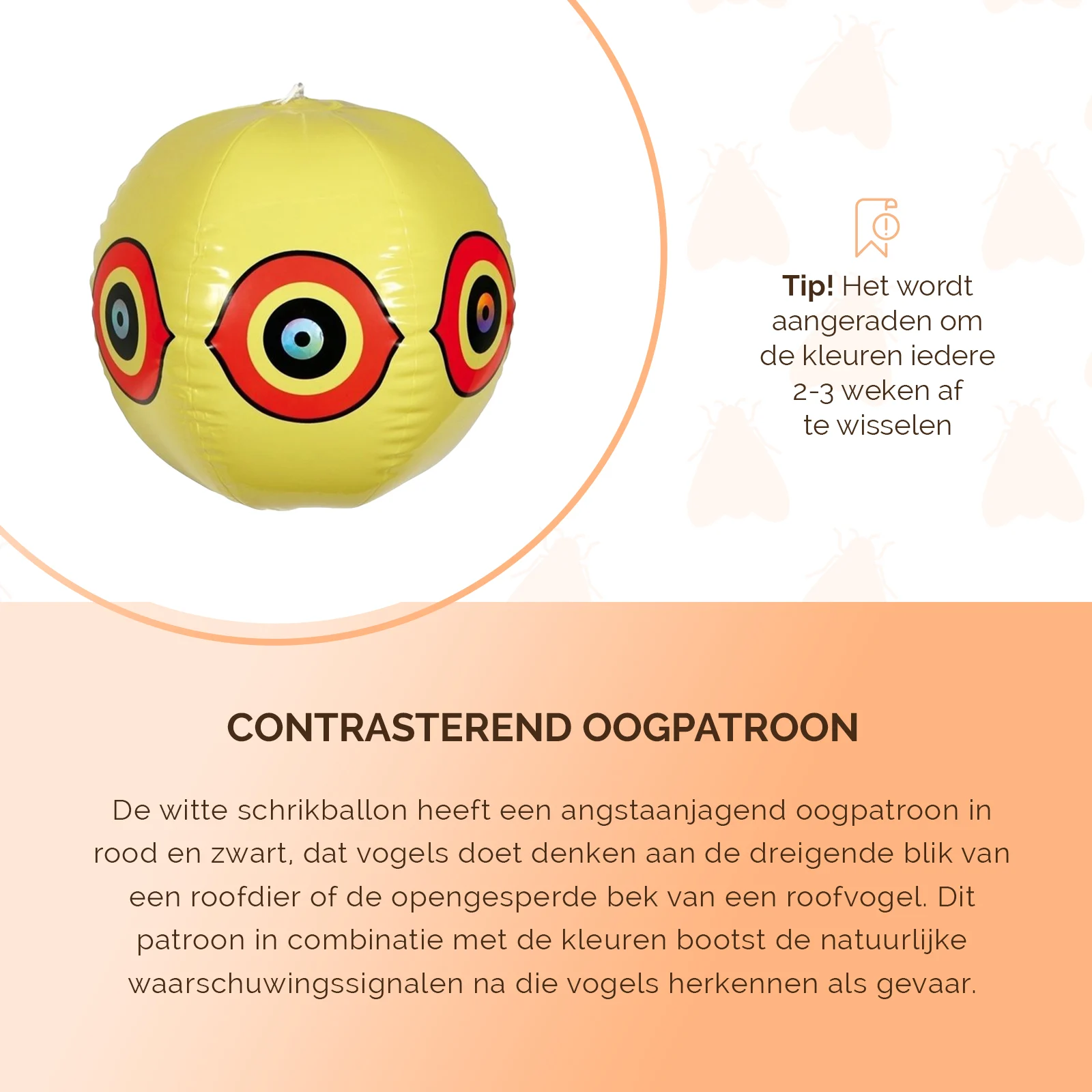 Vogelschreckballon mit Aufhängeschnur, Gelb, Ø 40 cm – Knock Pest – Bild 5