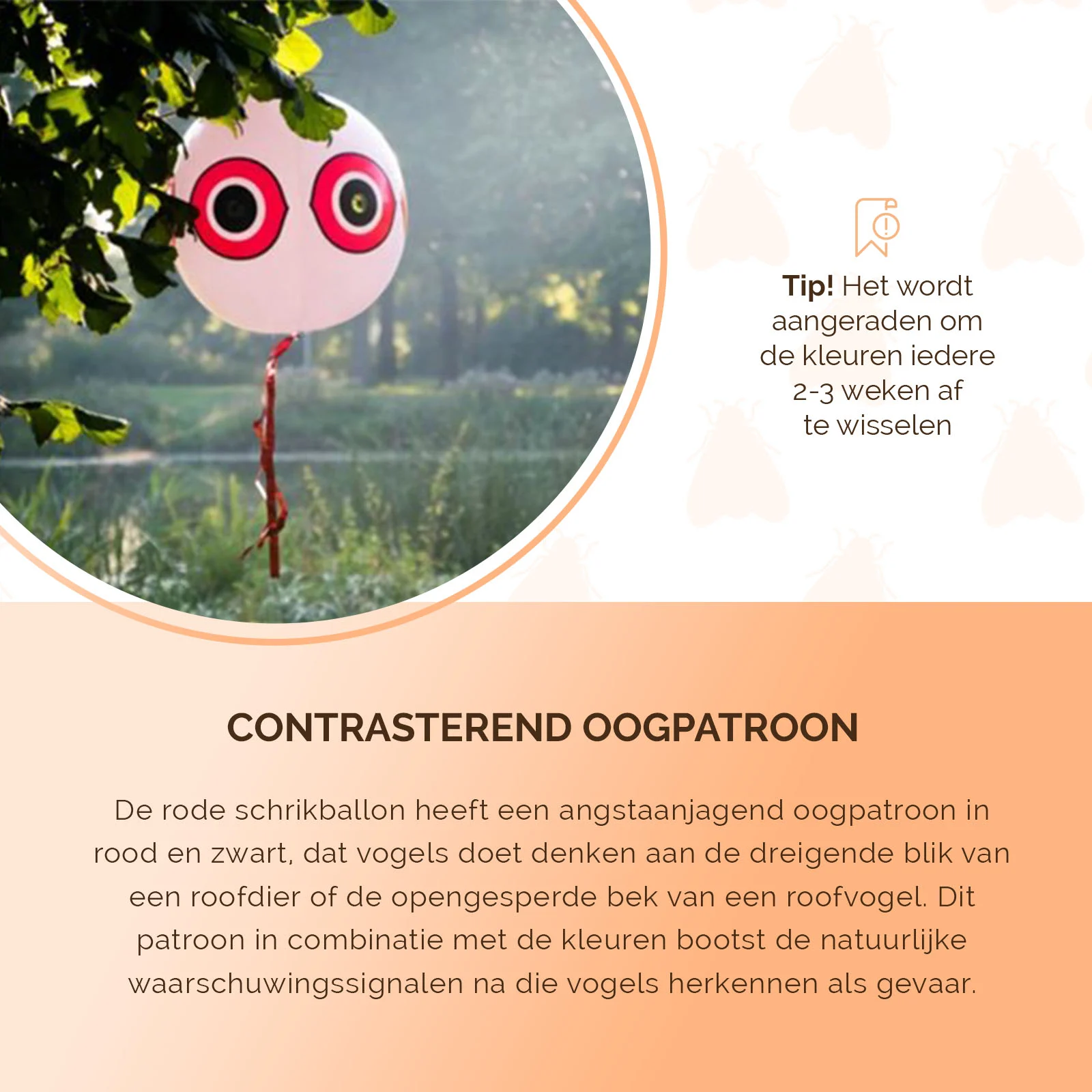 Vogelschreckballon mit Aufhängeschnur, Rot, Ø 40 cm – Knock Pest – Bild 4