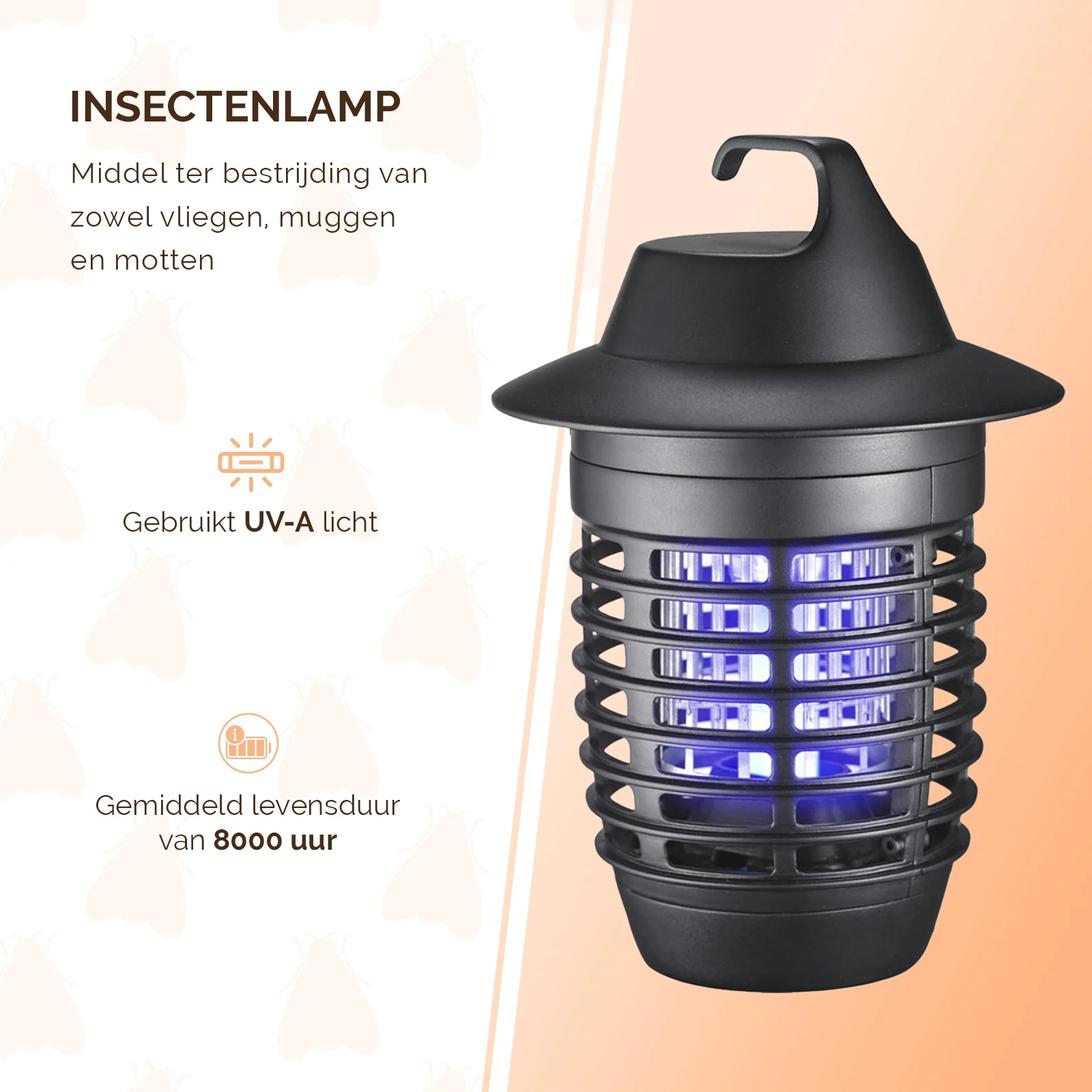 Insektenlampe mit UV-A und Elektrogitter, 5 W – Knock Pest Insect Killer – Bild 2