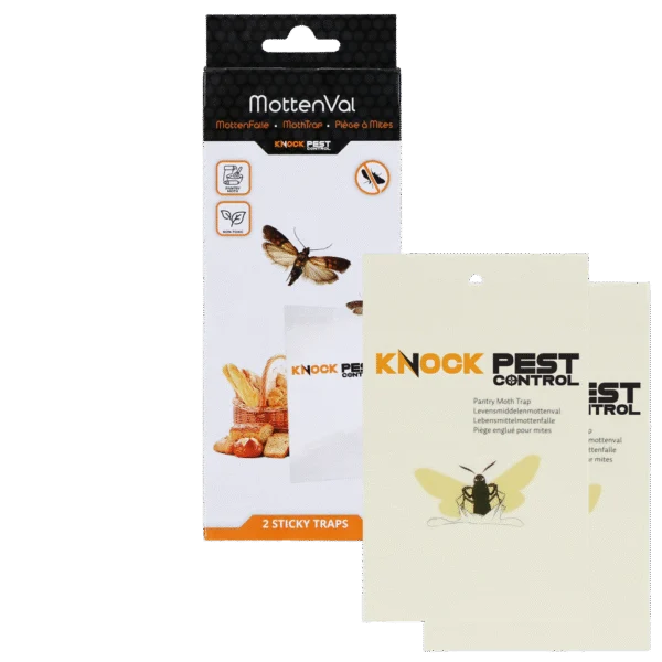 Lebensmittelmottenfalle mit Pheromon und Klebestreifen, 2 Klebefallen – Knock Pest Flach