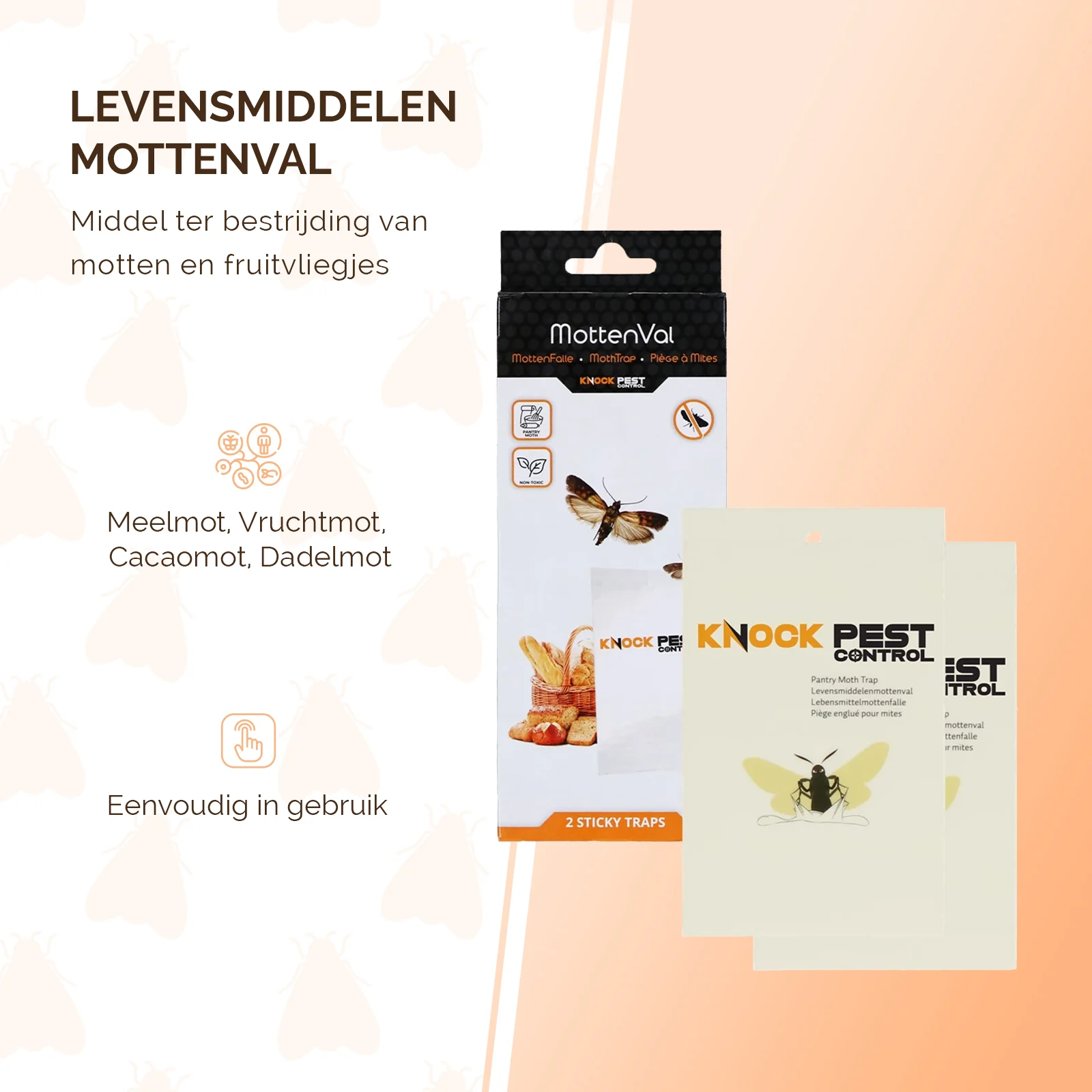 Lebensmittelmottenfalle mit Pheromon und Klebestreifen, 2 Klebefallen – Knock Pest Flach – Bild 4
