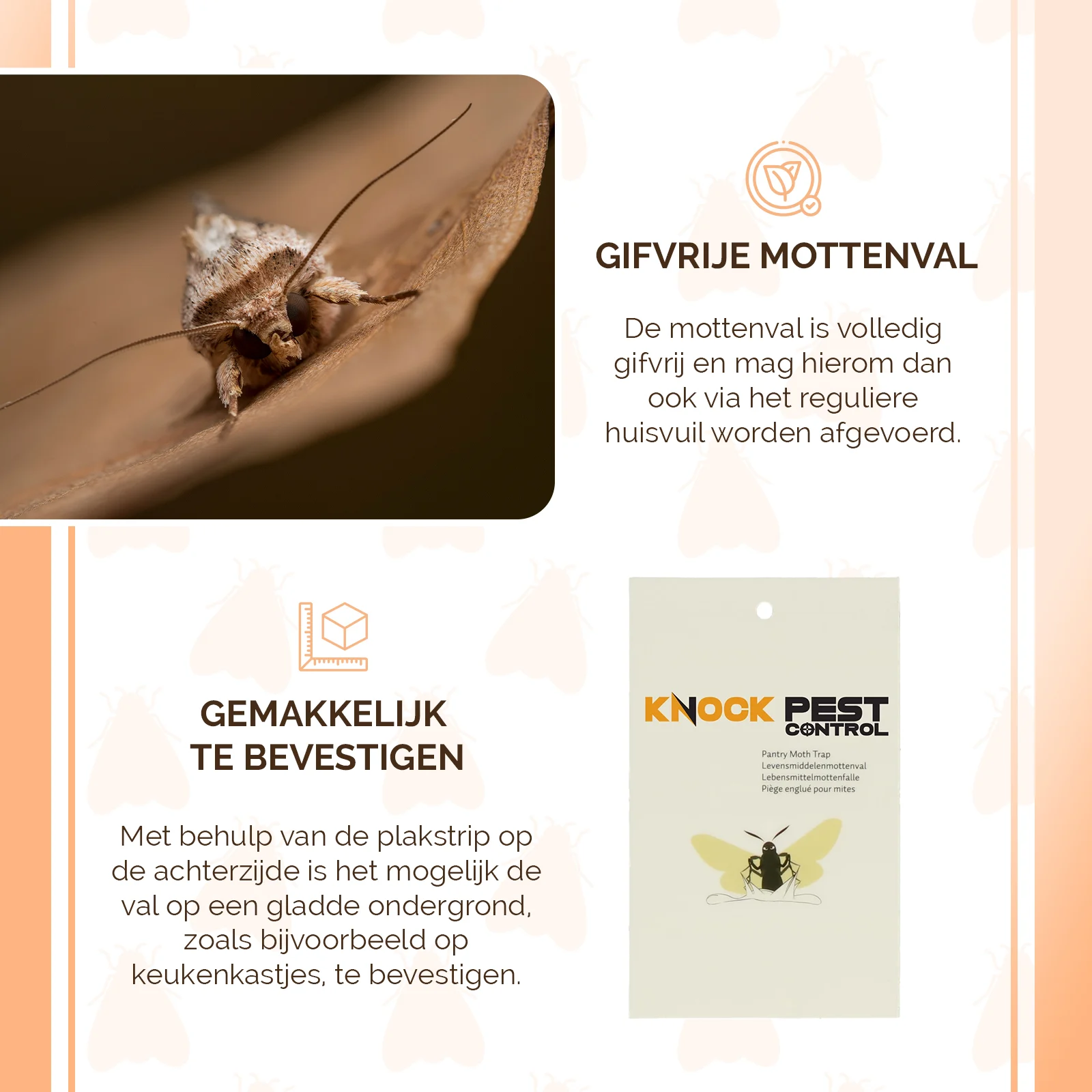 Lebensmittelmottenfalle mit Pheromon und Klebestreifen, 2 Klebefallen – Knock Pest Flach – Bild 6