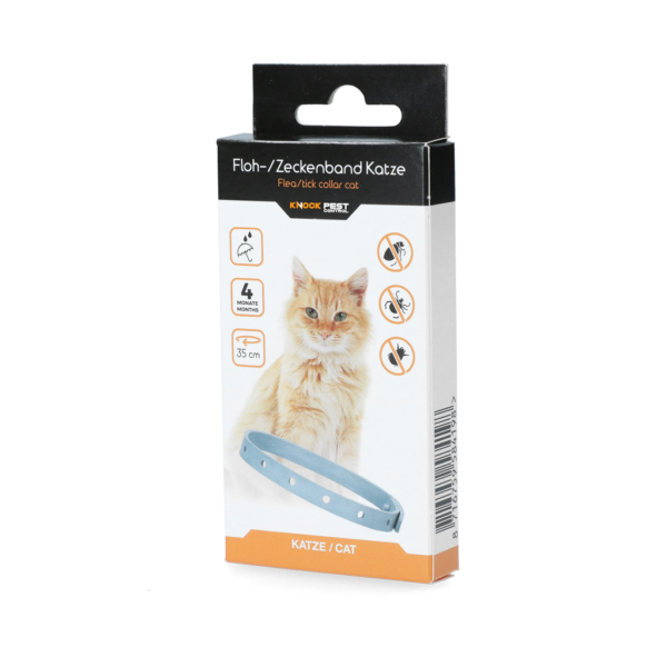 Zeckenhalsband für Katzen gegen Flöhe, 33 cm, Deutsch und Englisch – Knock Pest