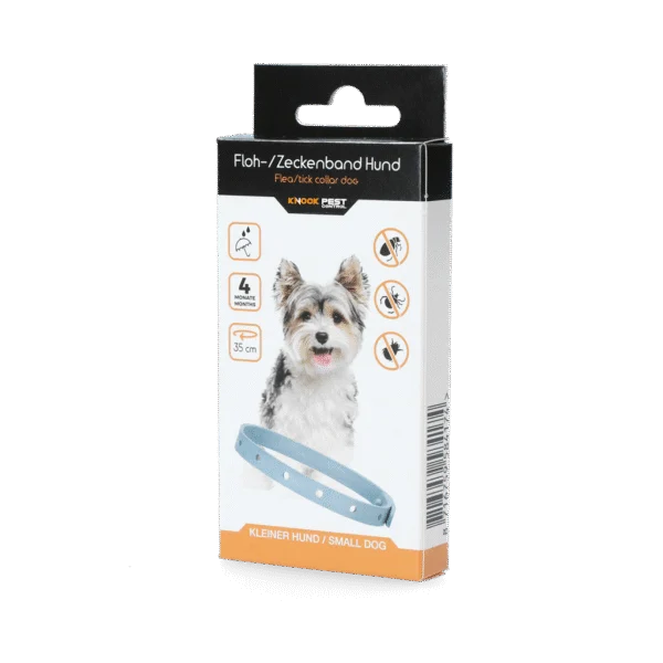 Zeckenhalsband für Hunde gegen Flöhe, 33 cm, Deutsch und Englisch – Knock Pest