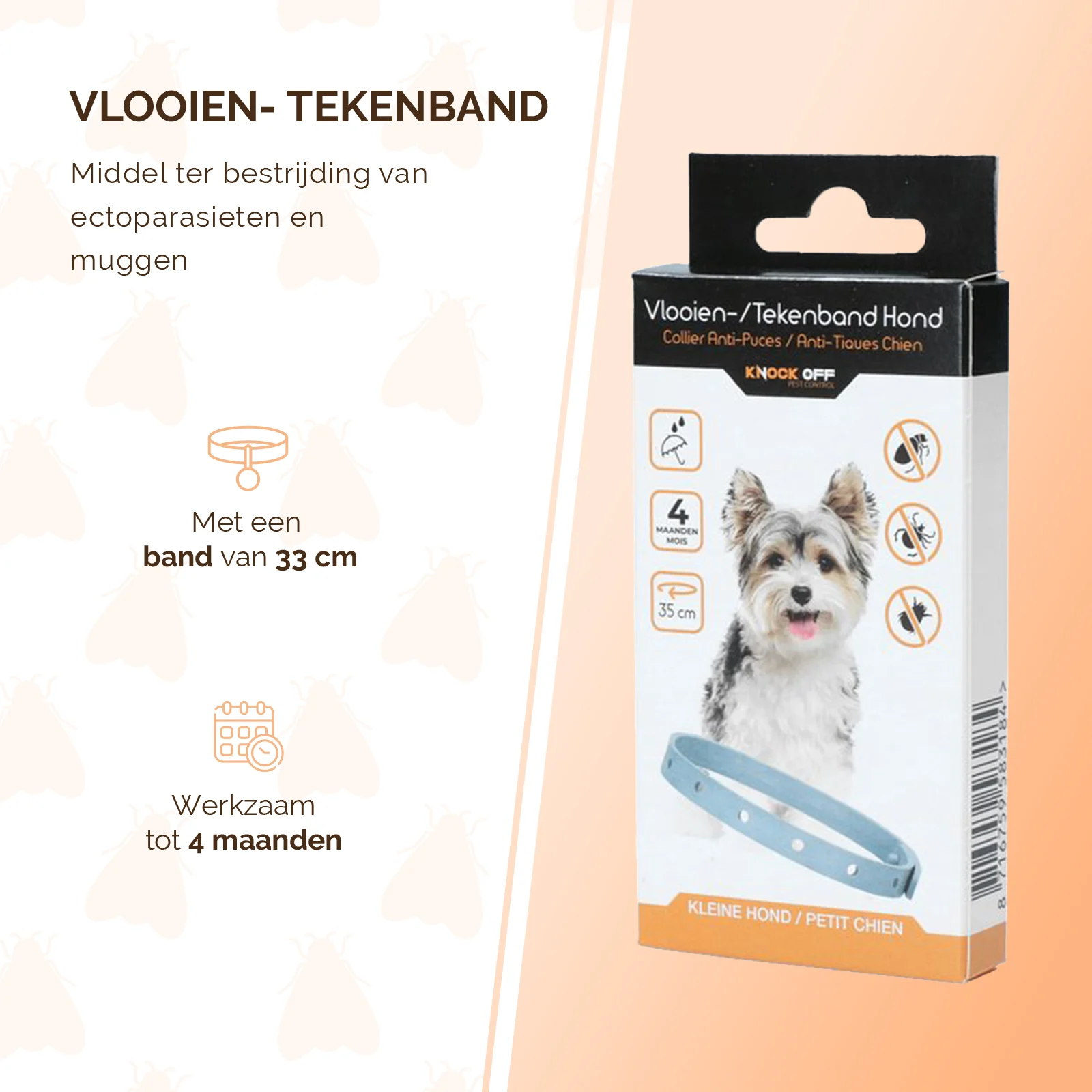 Zeckenhalsband für Hunde gegen Flöhe, 33 cm, Deutsch und Englisch – Knock Pest – Bild 2