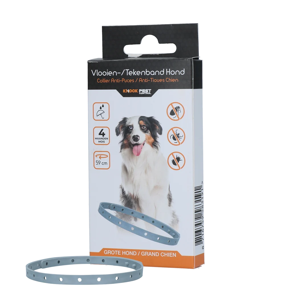 Zeckenhalsband für Hunde gegen Flöhe, 59 cm, Niederländisch und Französisch – Knock Pest – Bild 1