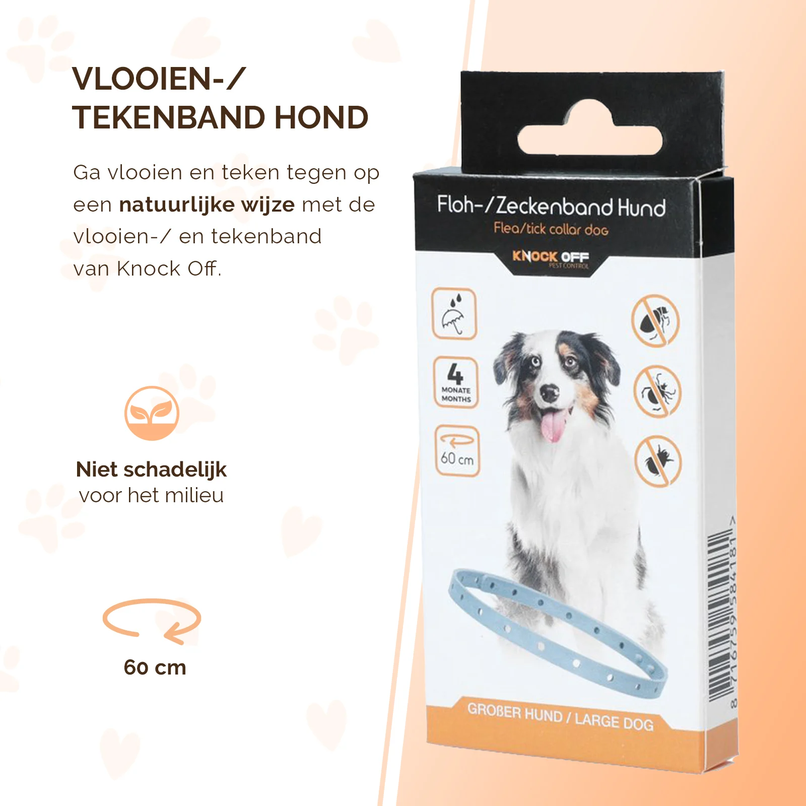 Zeckenhalsband für Hunde gegen Flöhe, 59 cm, Deutsch und Englisch – Knock Pest – Bild 2