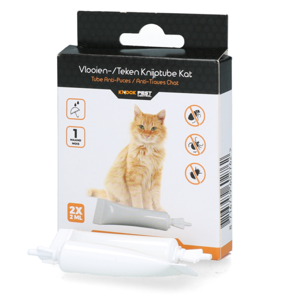 Flohpipette für Katzen gegen Zecken, 2 x 2 ml, Deutsch und Französisch – Knock Pest