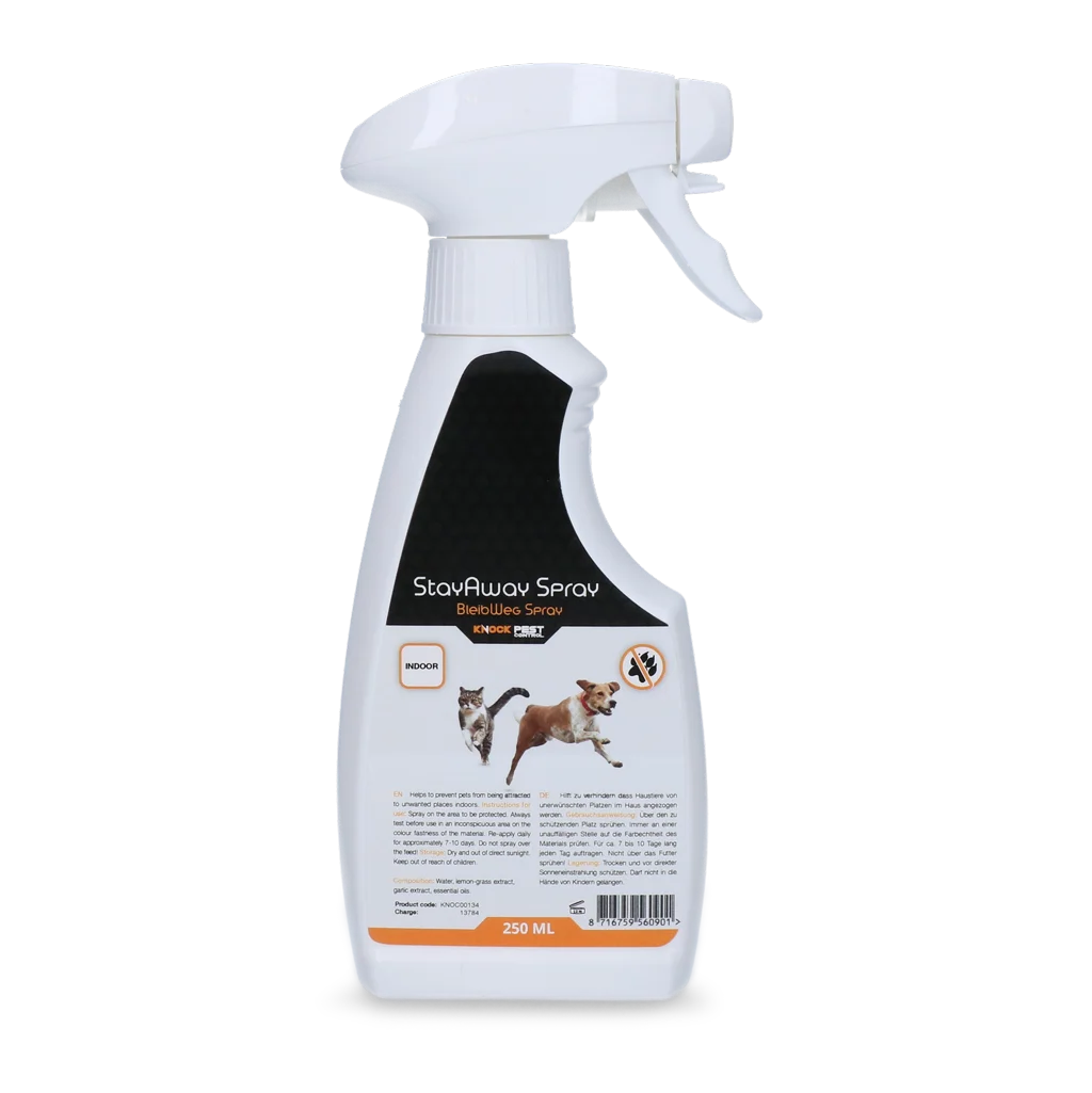 Fernhaltespray für Haustiere, 250 ml – Knock Pest BlijfWeg Spray für Innenräume – Bild 2