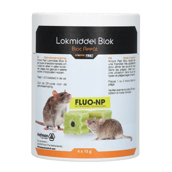 Köderblöcke für Mäuse und Ratten, 4 x 15 g – Knock Pest Köderblock Fluo-NP
