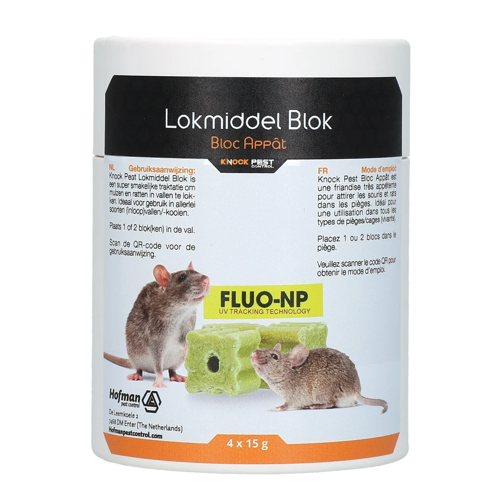 KNOC0207.png Köderblöcke für Mäuse und Ratten, 4 x 15 g – Knock Pest Köderblock Fluo-NP – Bild 1