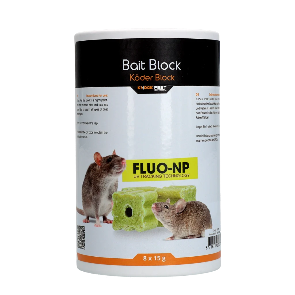 Köderblöcke für Mäuse und Ratten, 8 x 15 g – Knock Pest Köderblock Fluo-NP – Bild 1