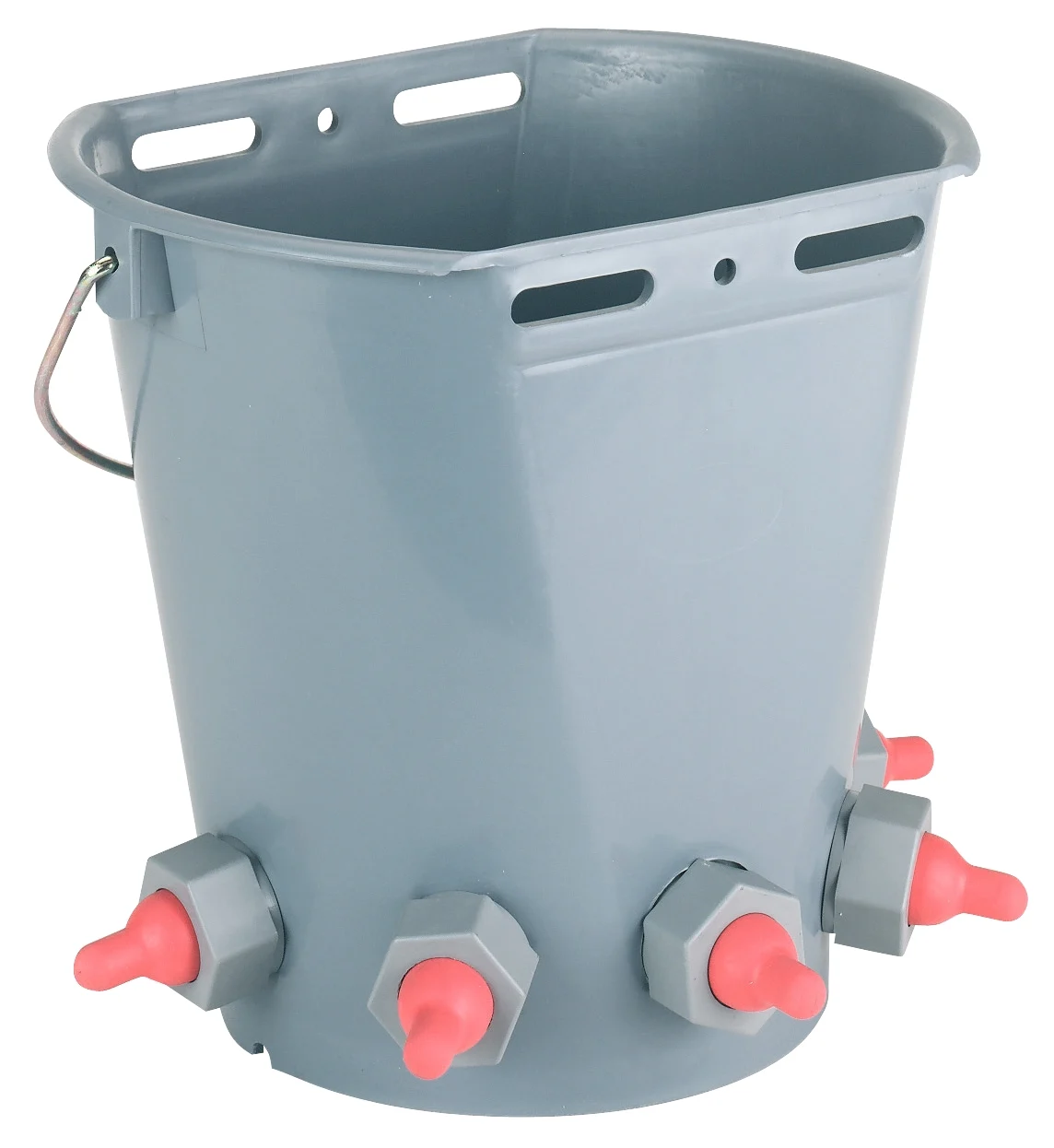 Nuckeleimer Lambar, beidseitig flach, mit 5 Saugeröffnungen, ohne Sauger, grau, 8 l – Bild 2