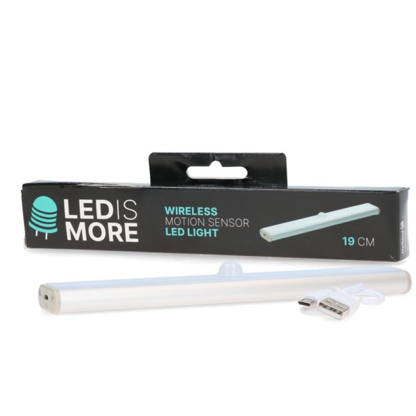 Lampe mit LED und Bewegungsmelder, per USB aufladbar, 19 cm – Led is more