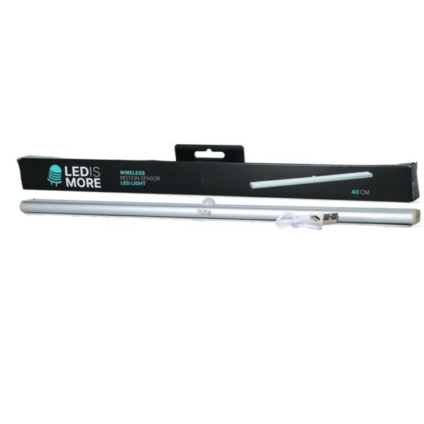 LED Lampe mit Bewegungsmelder, per USB aufladbar, 40 cm – Led is more