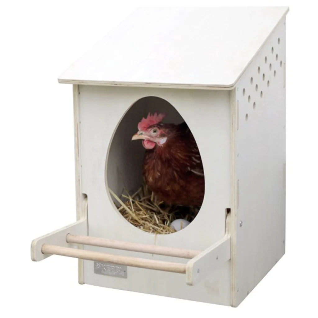 Hölzernes Legenest für Hühner mit klappbarer Sitzstange, Innenmaß 30 x 29 cm – Kerbl – Bild 2