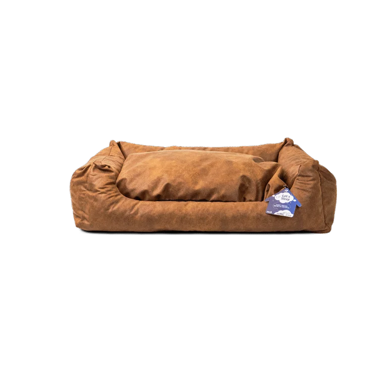 Hundebett mit herausnehmbarem Kissen L Cognac – Let's Sleep Sweet Dreams