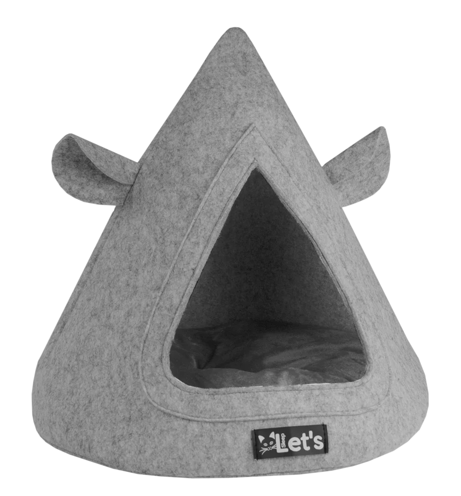 LETS365.png Katzentipi aus Filz mit Kissen, 50 x 45 cm, Grau – Let's Sleep Pet Cave TeePee – Bild 1