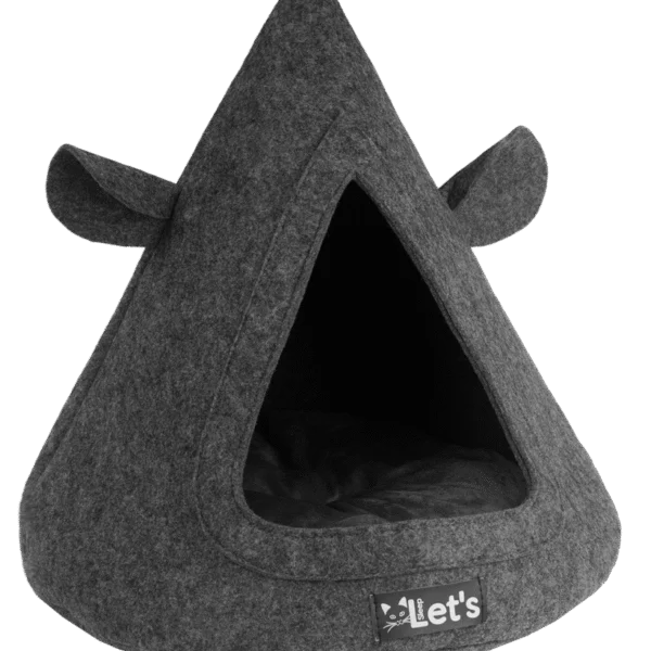 Katzenzelt aus Filz mit Kissen, 50 x 45 cm, Anthrazit – Let's Sleep Pet Cave TeePee