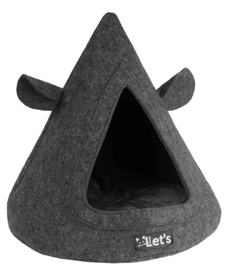 Katzenzelt aus Filz mit Kissen, 50 x 45 cm, Anthrazit – Let's Sleep Pet Cave TeePee