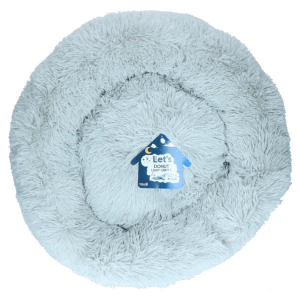 Hunde Bett in Donutform, Hellgrau L, ø 60 cm – Let's Sleep Donut