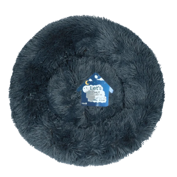 Rundes Hundebett in Dunkelgrau, M, ø 50 cm – Let's Sleep Donut