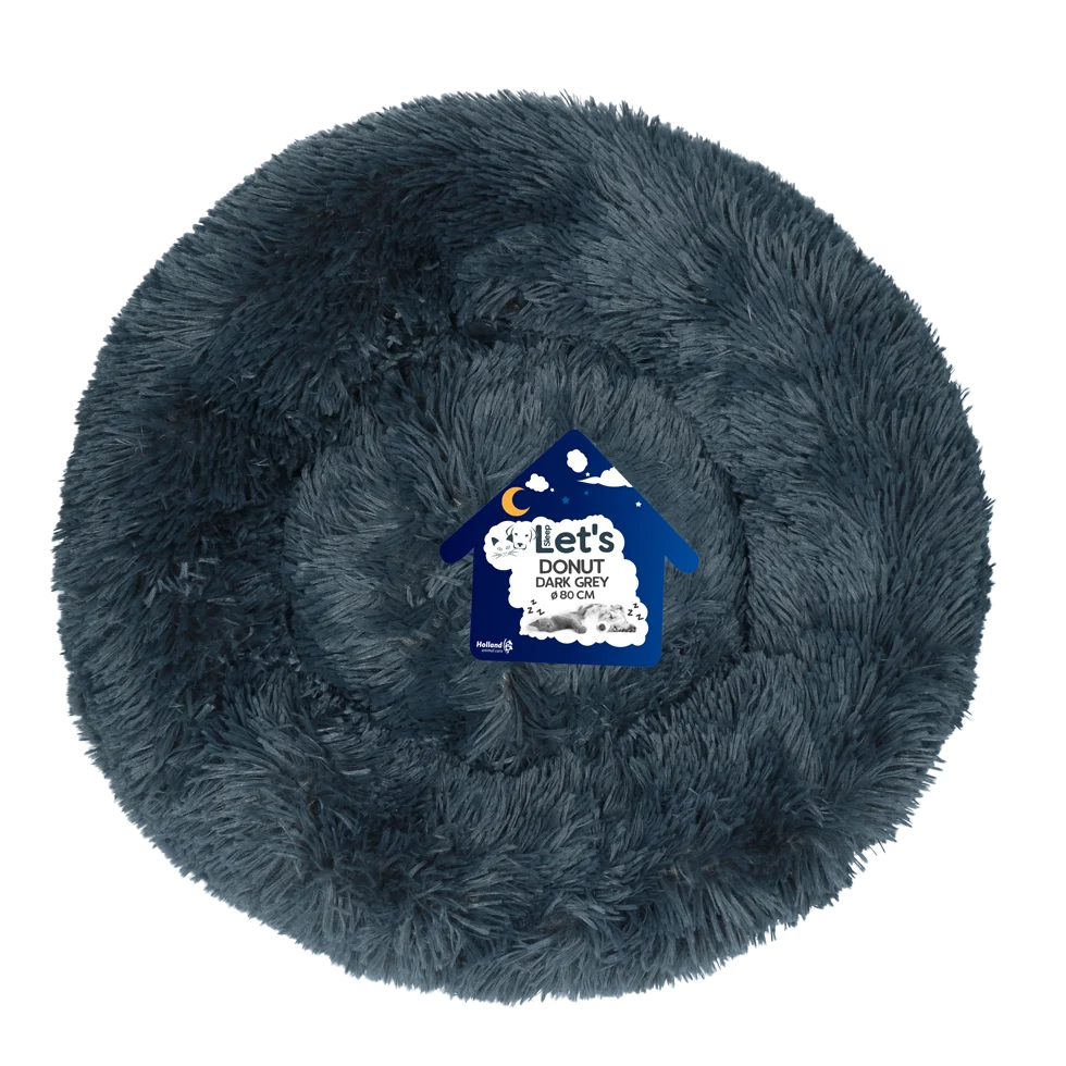 LETS381E.png Rundes Hundebett in Dunkelgrau, XL, ø 80 cm – Let's Sleep Donut – Bild 1