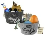 Filzkorb für Hundespielzeug mit Griffen, Grau, ø 36 cm – Let's Sleep Let's Stuff It Bring it On – Bild 2