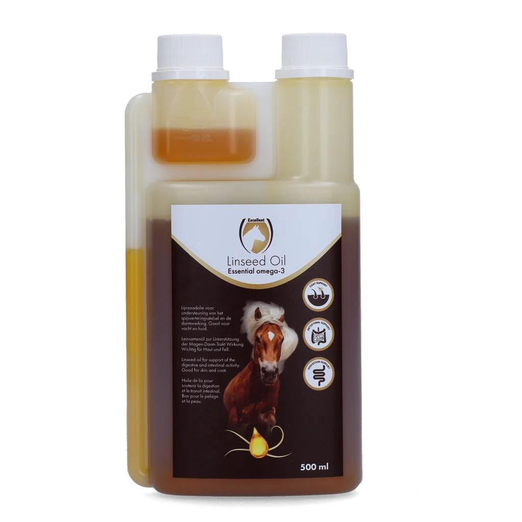 LIJN00004.png Leinöl für Pferde, kaltgepresst, 500 ml – Excellent Horse Linseed Oil – Bild 1