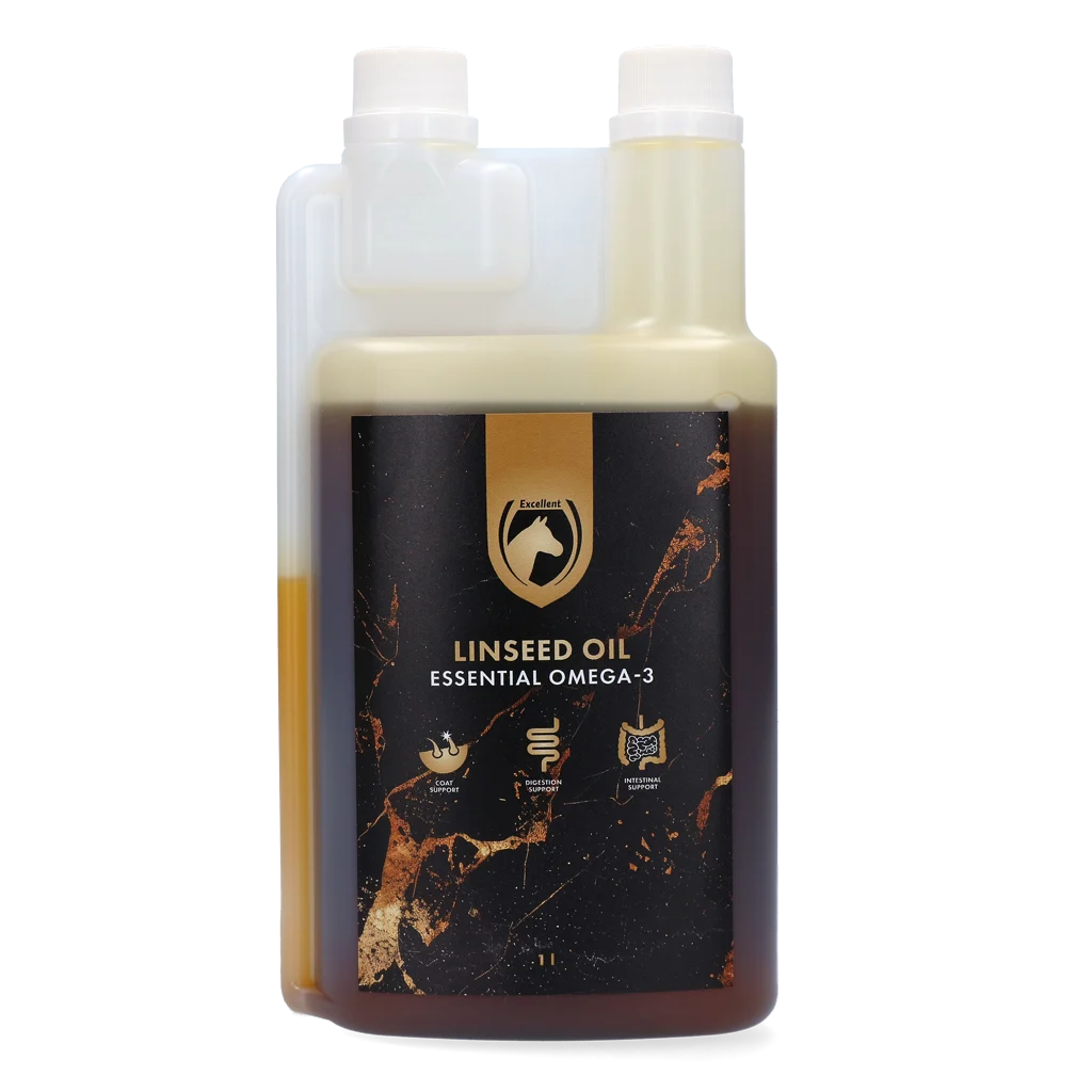 LIJN0001.png Leinöl für Pferde, kaltgepresst, 1 l – Excellent Horse Linseed Oil – Bild 1