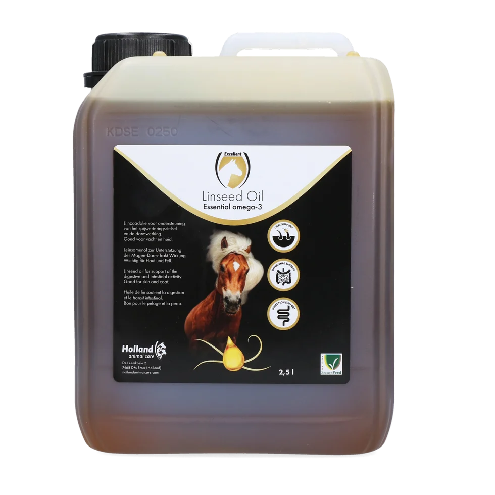 LIJN0003.png Leinöl für Pferde, kaltgepresst, 2,5 l – Excellent Horse Linseed Oil – Bild 1