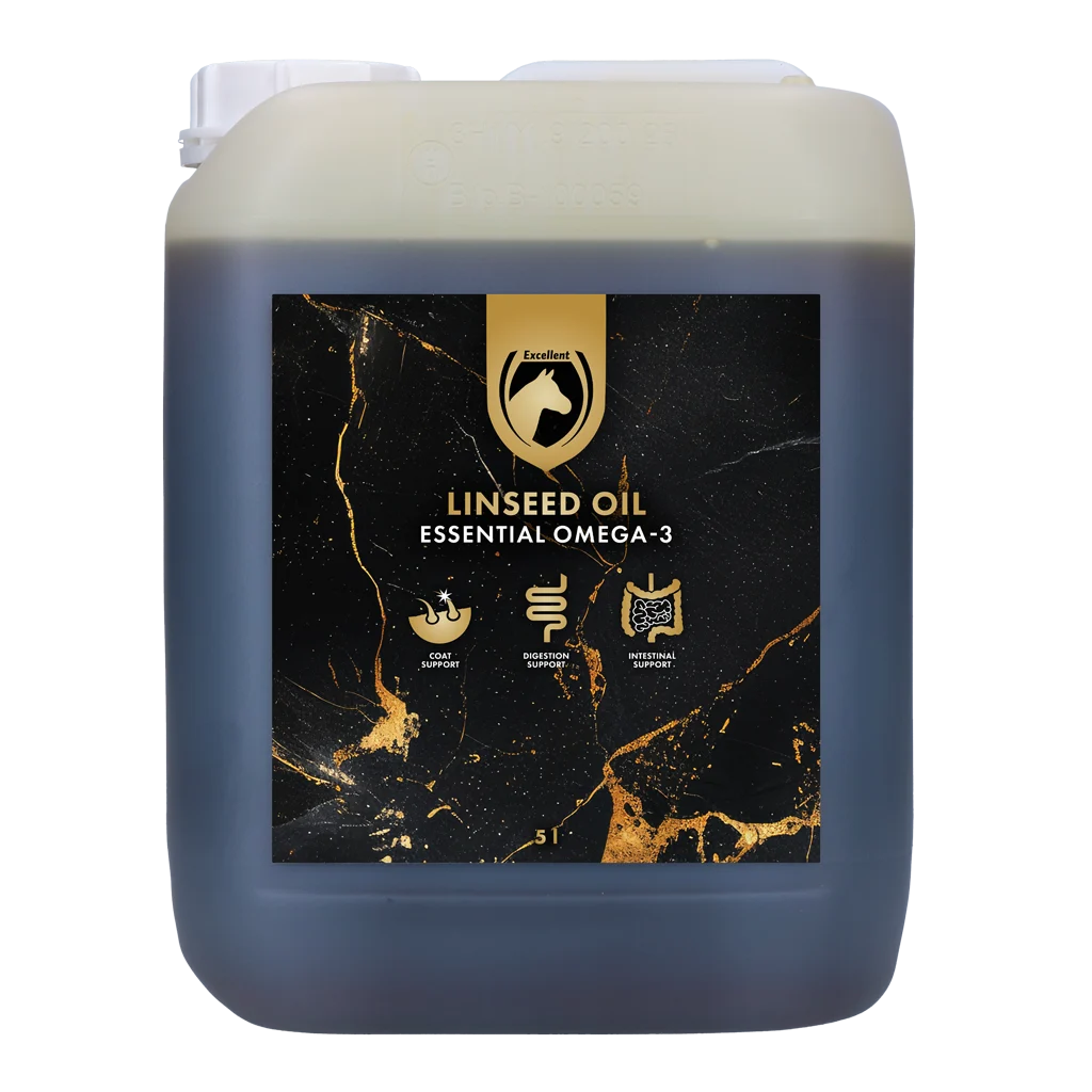 LIJN0005.png Leinöl für Pferde, kaltgepresst, 5 l – Excellent Horse Linseed Oil – Bild 1