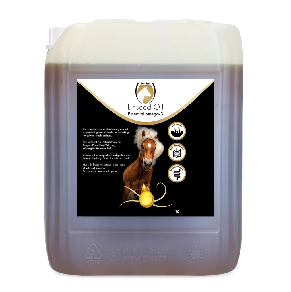 LIJN0010.png Leinöl für Pferde, kaltgepresst, 10 l – Excellent Horse Linseed Oil – Bild 1