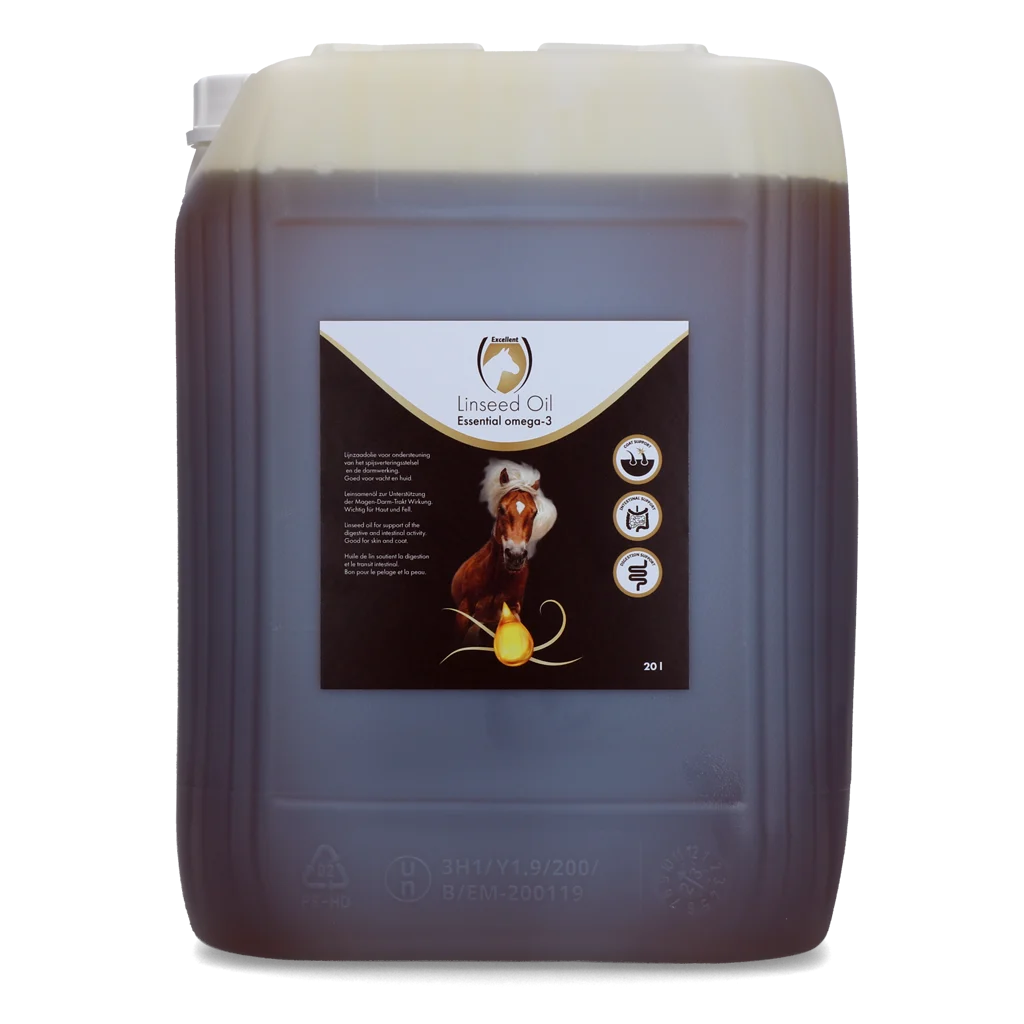 LIJN0020.png Leinöl für Pferde, kaltgepresst, 20 l – Excellent Horse Linseed Oil – Bild 1