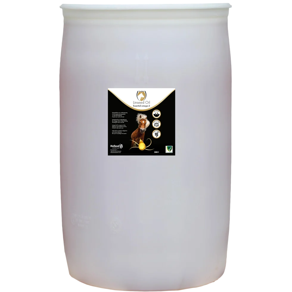 LIJN0220.png Leinöl für Pferde, kaltgepresst, 200 l – Excellent Horse Linseed Oil – Bild 1