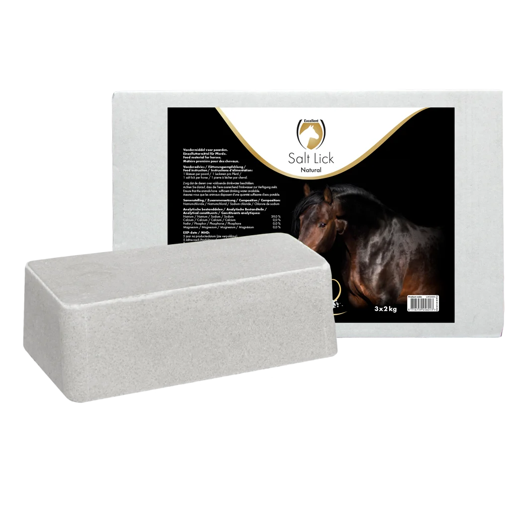 LIKS0005.png Salzleckstein aus Steinsalz für Pferde, 3 x 2 kg – Excellent Horse Salt Lick Naturel – Bild 1