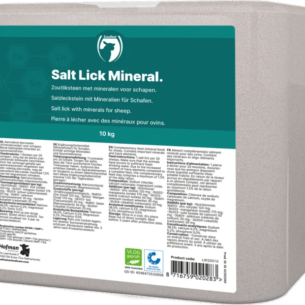 Salzleckstein aus Steinsalz für Schafe, 10 kg – Excellent Mineral Schaap
