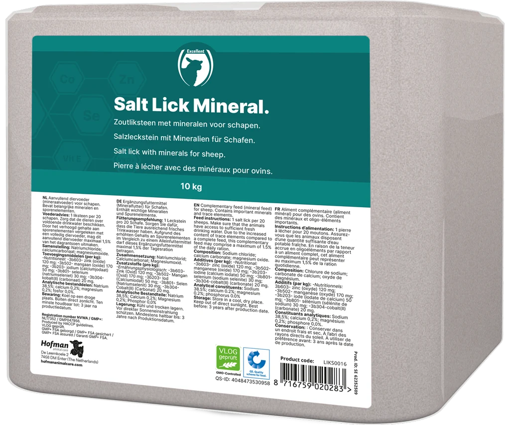 LIKS0016.png Salzleckstein aus Steinsalz für Schafe, 10 kg – Excellent Mineral Schaap – Bild 1